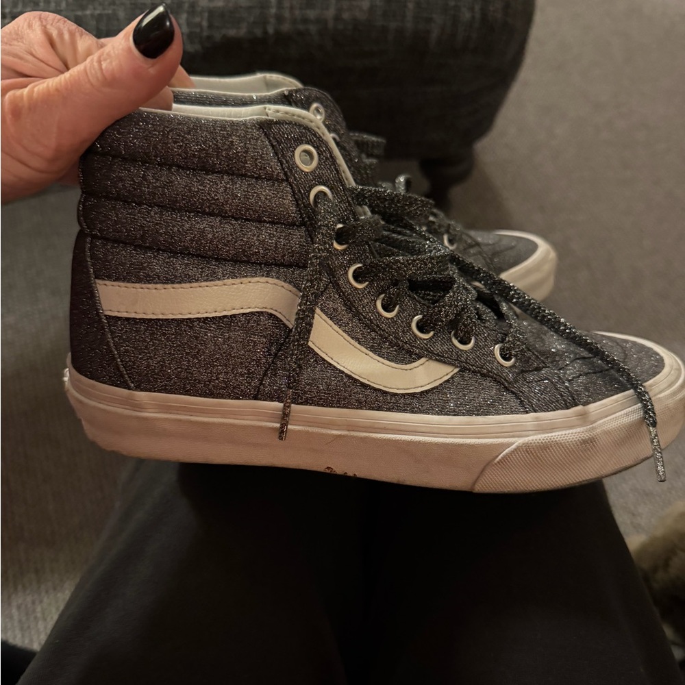 Vans Black and White Glitter High-Tops
